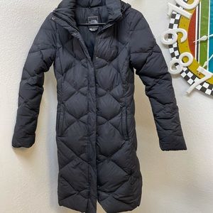 The North Face XS long goose down parka coat jacket black knee length